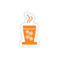 icon sticker realistic design on paper cofee cup N2