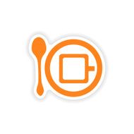 icon sticker realistic design on paper cofee cup N3