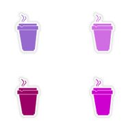 assembly realistic sticker design on paper cofee cups N4