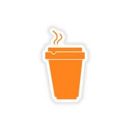 icon sticker realistic design on paper cofee cup N4