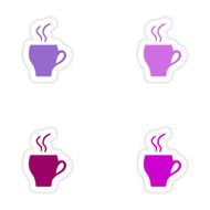 icon sticker realistic design on paper cofee cup N6