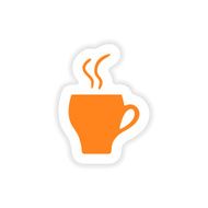 icon sticker realistic design on paper cofee cup N7