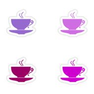 assembly realistic sticker design on paper cofee cups N7