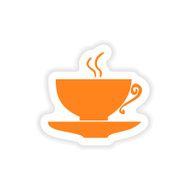 icon sticker realistic design on paper cofee cup N9
