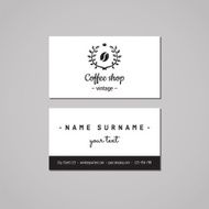 Coffee shop business card design concept Logo with coffee bean