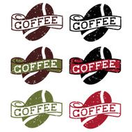 retro grunge labels with coffee bean