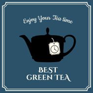 Vector illustration with teapot on dark blue background