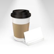 business card and coffee cup