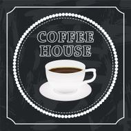 banner with a cup of coffee
