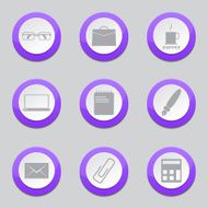 Office Work Violet Vector Button Icon Design Set