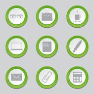 Office Work Green Vector Button Icon Design Set