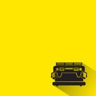 Coffee machine icons with long shadow on yellow background N2