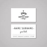 Coffee shop business card design concept Logo with cup