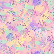 Colorful vector background with the sights of Paris N2