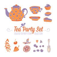 Set of party objects for tea time