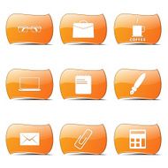 Office Work Orange Vector ButtonIcon Design Set