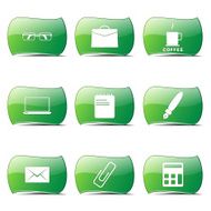 Office Work Green Vector Button Icon Design Set N2