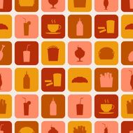 Seamless pattern of fast food icons