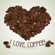 Heart Made of coffee beans with the text below