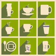 Flat with shadow concept and mobile application coffee break