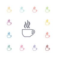cap of tea flat icons set