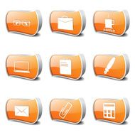 Office Work Orange Vector Button Icon Design Set N2