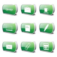 Office Work Green Vector Button Icon Design Set N3