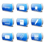 Office Work Blue Vector Button Icon Design Set N3