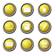 Office Work Yellow Vector Button Icon Design Set N3