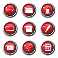 Office Work Red Vector Button Icon Design Set N2