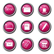 Office Work Pink Vector Button Icon Design Set N3