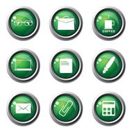 Office Work Green Vector Button Icon Design Set N4