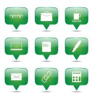 Office Work Square Vector Green Icon Design Set N2