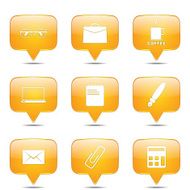 Office Work Square Vector Yellow Icon Design Set N2