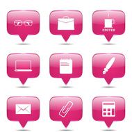 Office Work Square Vector Pink Icon Design Set N2