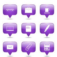 Office Work Square Vector Violet Icon Design Set N2