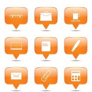 Office Work Square Vector Orange Icon Design Set N2