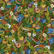 Seamless tea doodles abstract pattern