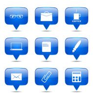 Office Work Square Vector Blue Icon Design Set N2