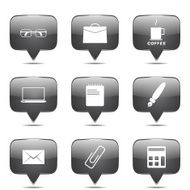 Office Work Square Vector Black Button Icon Design Set N2