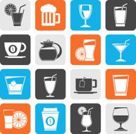 Silhouette drinks and beverages icons