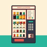 Vending machine for coffee and snacks Flat vector illustration
