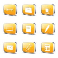 Office Work Square Vector Yellow Icon Design Set N3