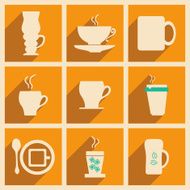 Flat with shadow concept and mobile application coffee break N2