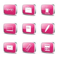 Office Work Square Vector Pink Icon Design Set N3