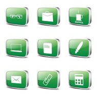 Office Work Square Vector Green Icon Design Set N3