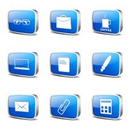 Office Work Square Vector Blue Icon Design Set N3