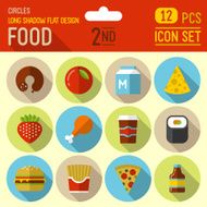 Food and drinks flat design circle icon set