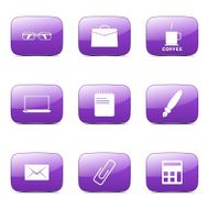 Office Work Square Vector Violet Icon Design Set N3