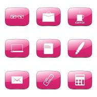 Office Work Square Vector Pink Icon Design Set N4